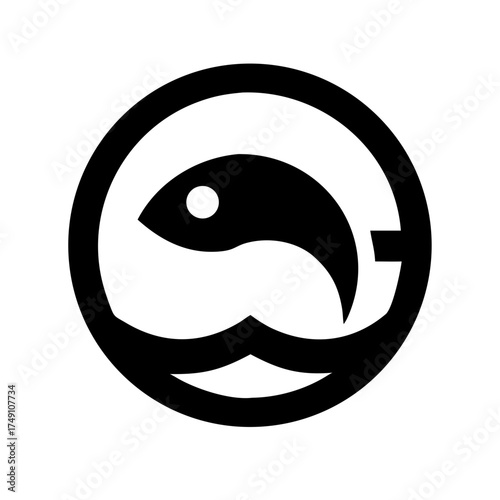 Fish with mustache logo for branding design