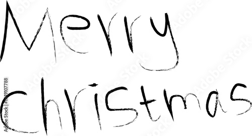 Handwritten Merry Christmas Text on White Background.