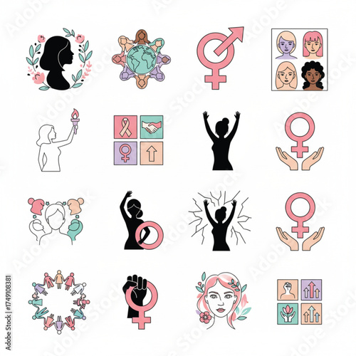 International Women's Day Collection - Diversity and Female Rights Icons