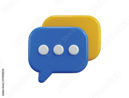 Speech bubbles icon 3d render concept of social media chat message box icon vector illustration