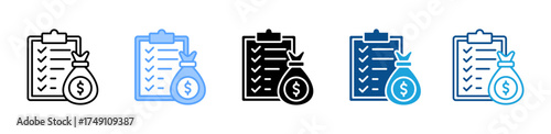 Money Bag icon sheet multiple style collection