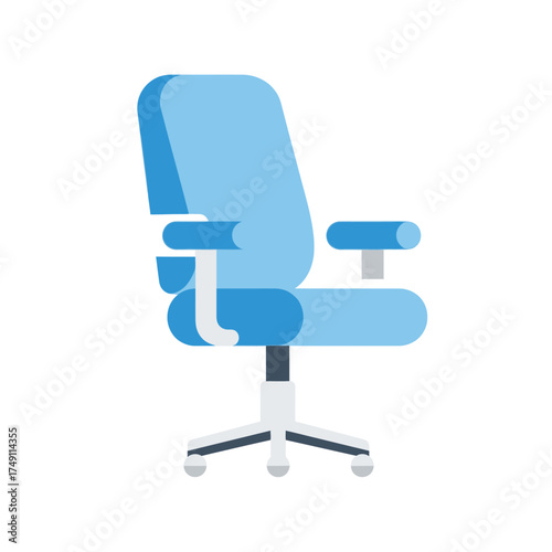 Comfortable blue office chair with adjustable armrests and swivel base, perfect for a home or professional workspace