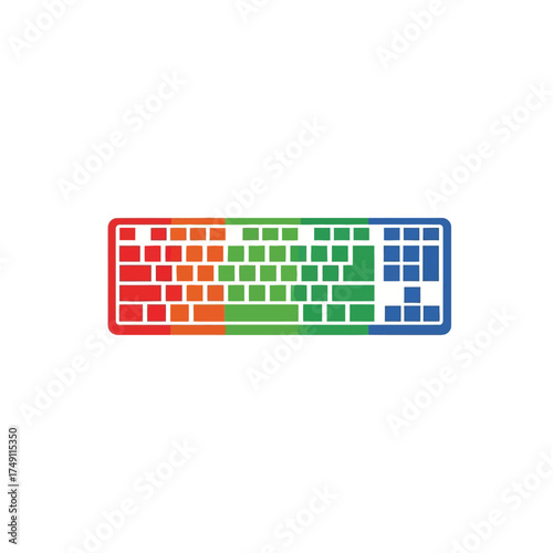 Abstract Keyboard Design with Color-Coded Keys for Modern Computing and Digital Interfaces