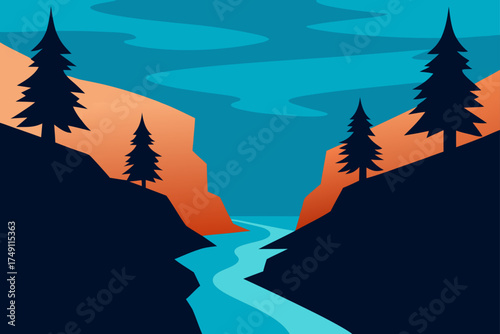river flowing through hills nature landscape outdoors