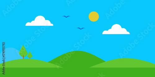 Green Lawn With Birds