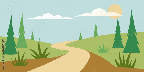 simple nature landscape sunny forest path