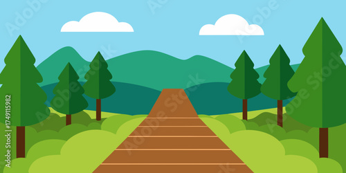 simple nature landscape wooden walkway