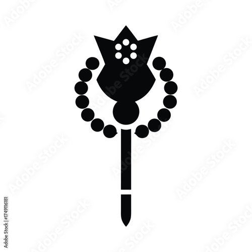 Afro Symbolic Staff and Beads Icon Design