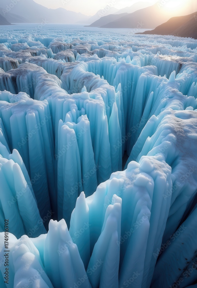 Obraz premium Dynamic Melting Glacier Patagonian Ice Displacement Abstract Geological Forms Fractured Shapes Crystal Patterns