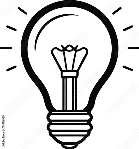 Glowing light bulb symbolizing innovative ideas and creative thinking for business growth