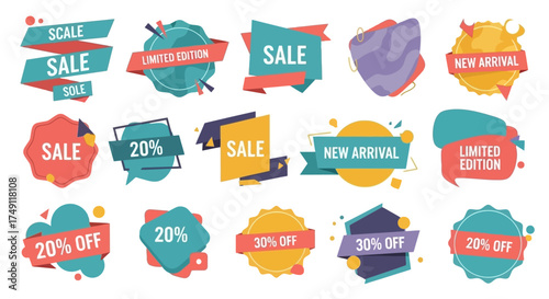 Vector illustration of trendy labels and frames for magazine and label design, white background