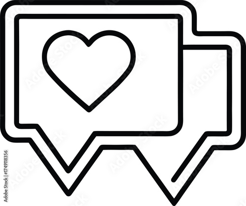 Social media notification icons including like heart and message symbols for digital communication