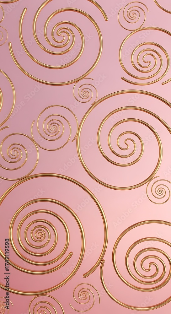 Obraz premium Golden curves artfully arranged on a blush pink gradient backdrop