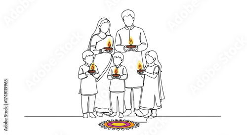 Family gathered together holding lit candles in a warm and loving celebration of light and togetherness