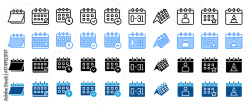 Calendar icon sheet multiple concept,style and collection