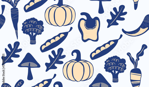Cute mix vegetables pattern background vector design