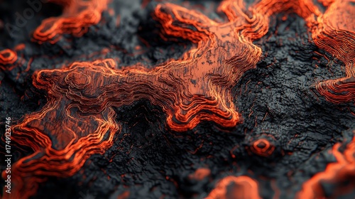 Warm orange and red flames blaze brightly against the dark abstract background, radiating intense heat and energy