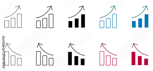 Bar chart icon isolated, Growth graph symbol, Decline diagram sign, Business analytics trend, or Progress statistics vector illustration