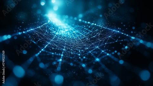 Digital web backdrop: abstract blue background with glowing lines, a technology-inspired pattern and fractal design