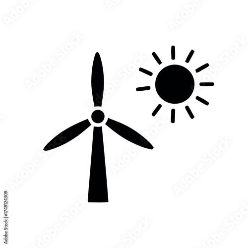 Green Energy Icons - Eco Power, Renewable Resources, and Sustainable Environment Symbols