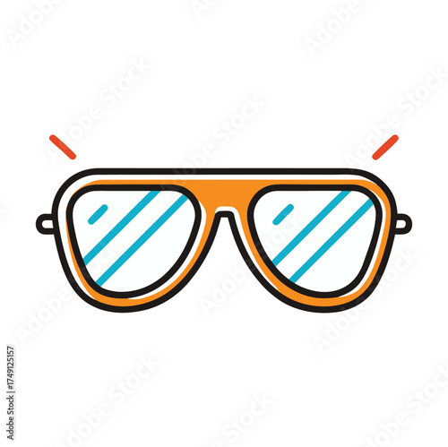 Line icon of sunglasses with uv protection symbol