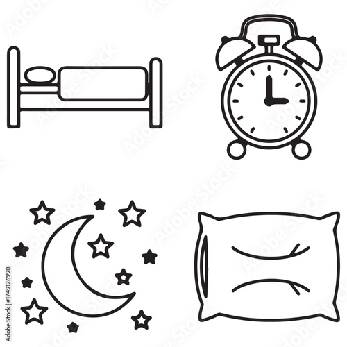 Collection of Sleep, Night, and Alarm Clock Icons
