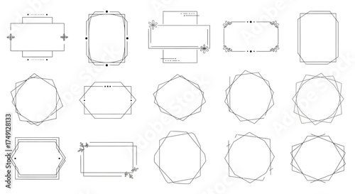 Simple line frame set illustration material for headings and titles, white background