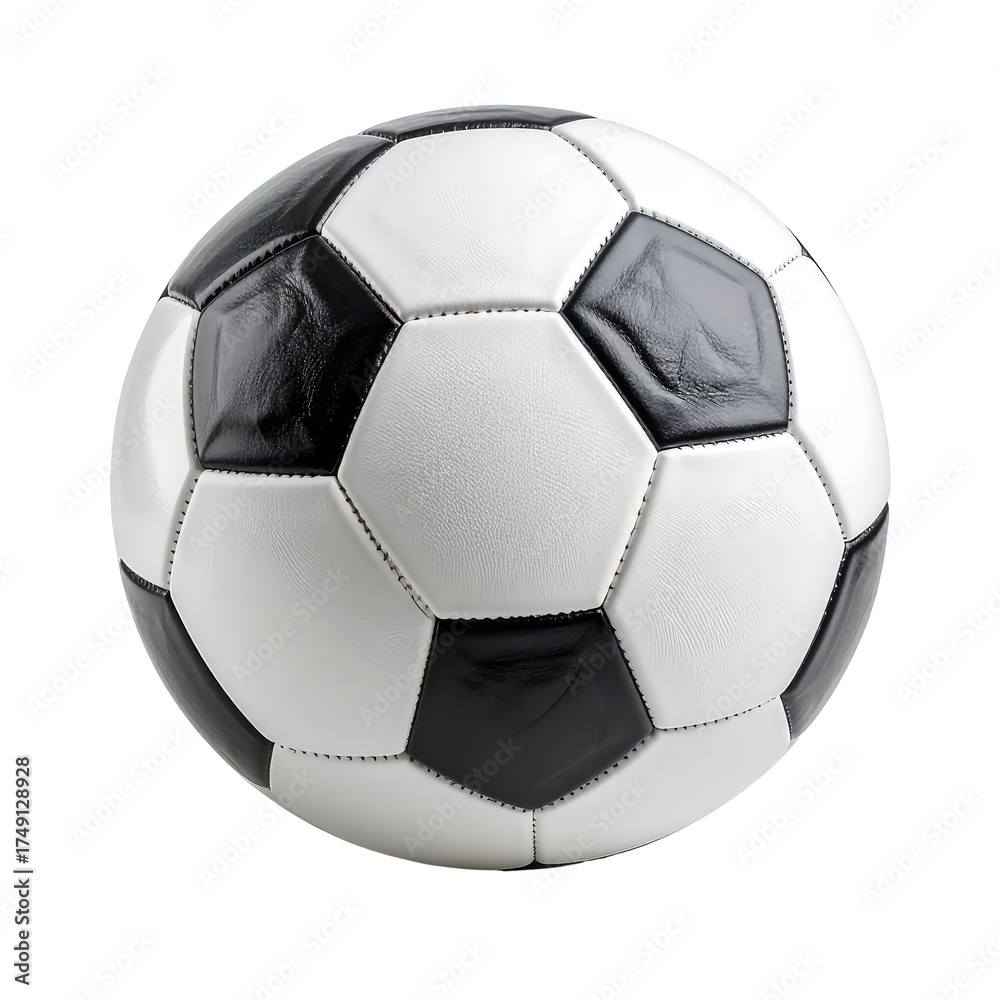 Obraz premium Classic soccer ball, black and white pentagons, ready for a game