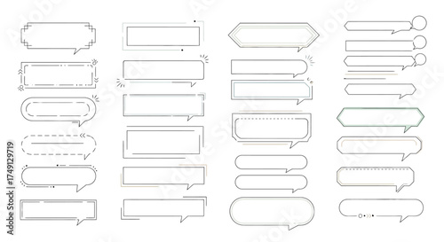 Set of simple flat frame design elements for text and comments, white background