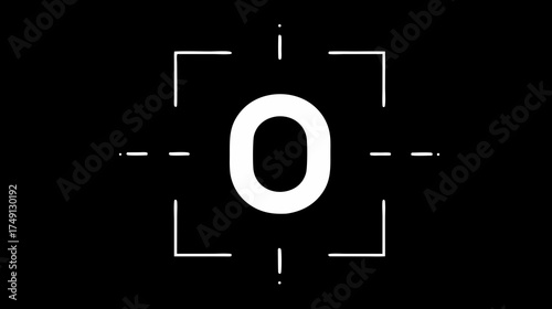 White uppercase letter O centered within a modern targeting focus frame on a stark black background, symbolizing precision and clarity in design.