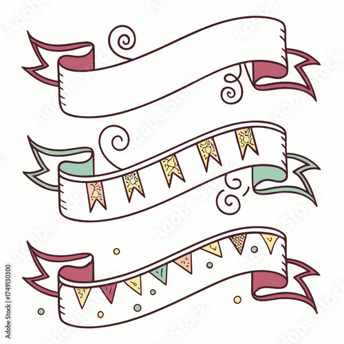 Collection of decorative banner with pennants