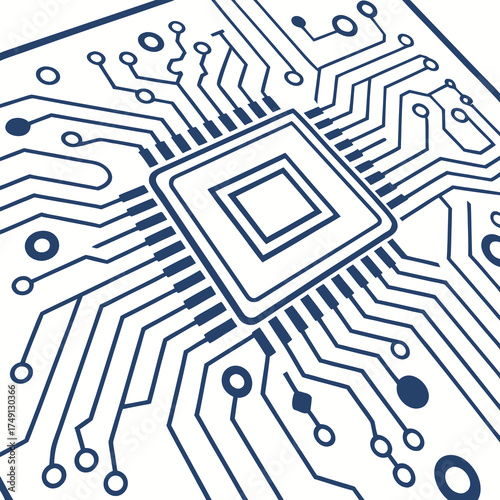 Close up of a blue circuit board design