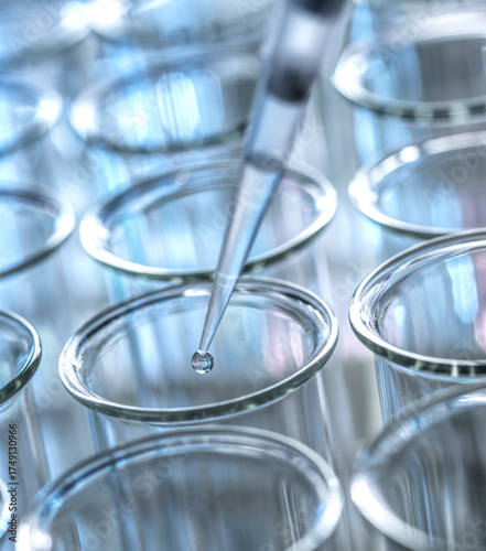 Scientist pipetting sample during a laboratory experiment