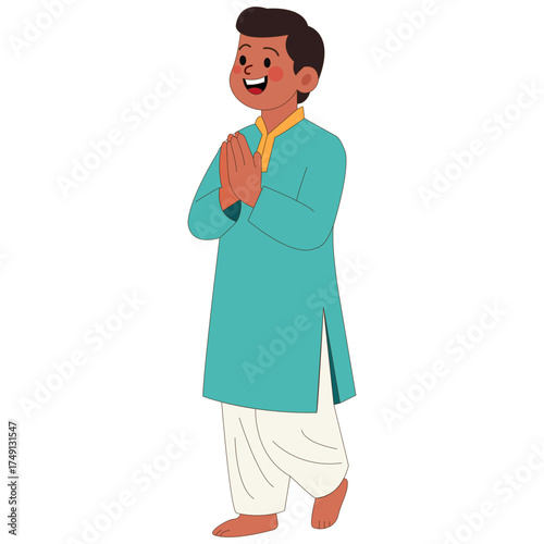 Illustration of man with namaste gesture