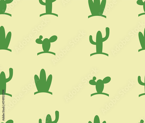 design vector art seamless pattern with green cactus image