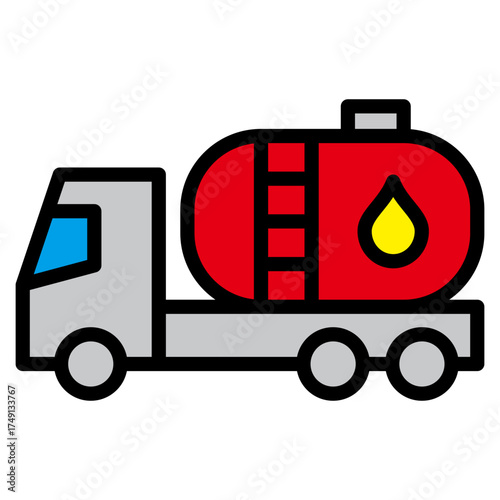 Oil Tank Truck  Icon Element For Design