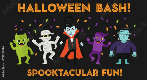 Halloween Bash Spooktacular Fun with Adorable Monsters and Confetti