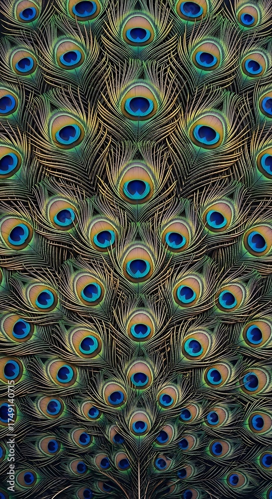Obraz premium Intricate Peacock Feather Pattern - A Symphony of Colors and Textures.