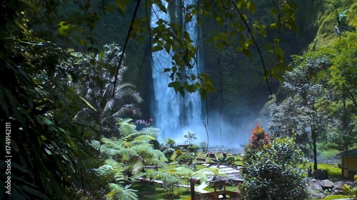 high waterfall with beautiful natural views