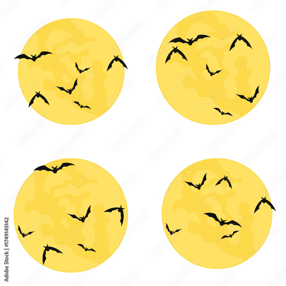 Fototapeta premium vector illustration of a full moon and bats