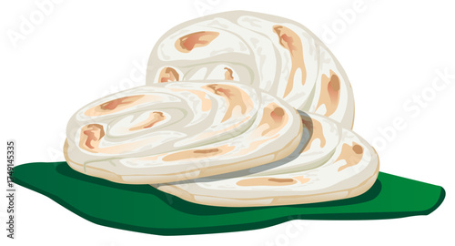 Naan bread food vector showing traditional Asian flatbread rich in carbohydrates for meal design.