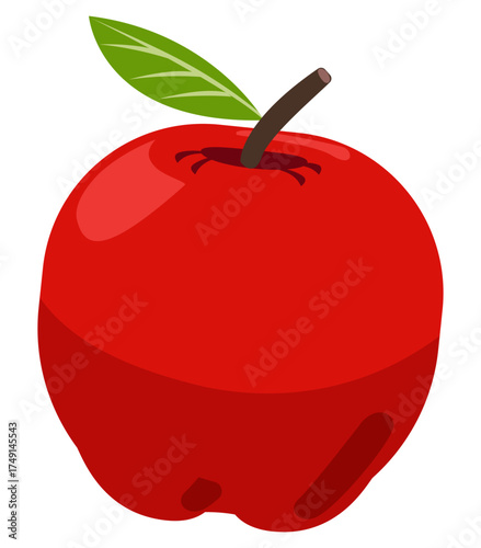 Red apple food vector representing nutritious fruit full of vitamins and freshness.