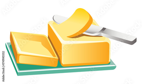 Butter food vector symbolizing creamy fat used for baking and cooking illustrations.