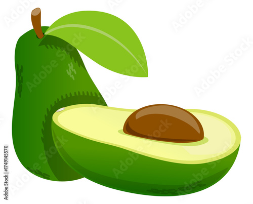 Avocado food vector rich in healthy fat and nutrition, ideal for organic diet concept.