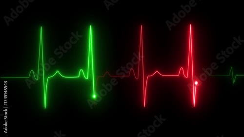 Heartbeat monitor EKG line monitor showing heart pulse .Neon sign heartbeat signal animation , Glowing white color neon heartbeat icon. Heart bit signal animated