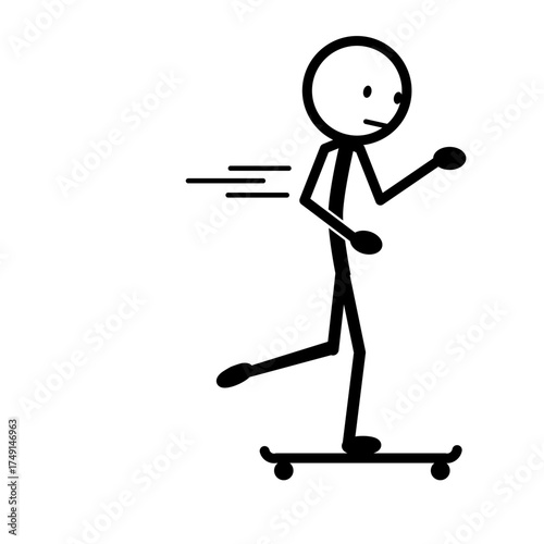 Stickman illustration playing with skateboard at park.