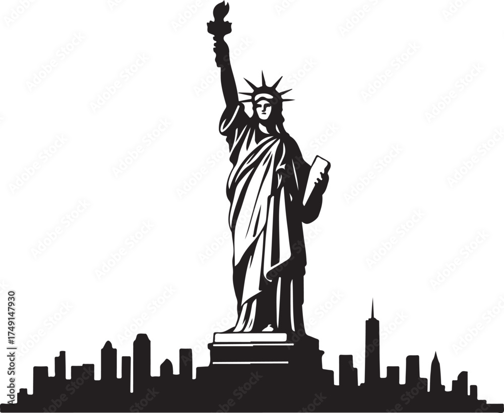 Fototapeta premium Statue of Liberty Silhouette Vector