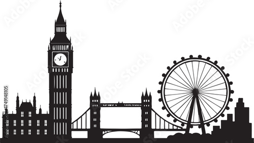 London City Skyline Silhouette Vector 