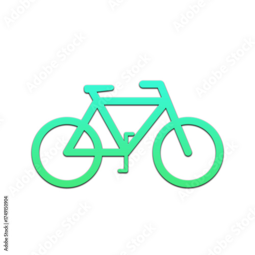 A simple green and blue gradient bicycle icon isolated on a black plain background centered in frame on transparent background