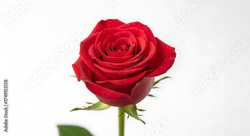 Elegant Red Rose Blossom on White Background - A Symbol of Love.